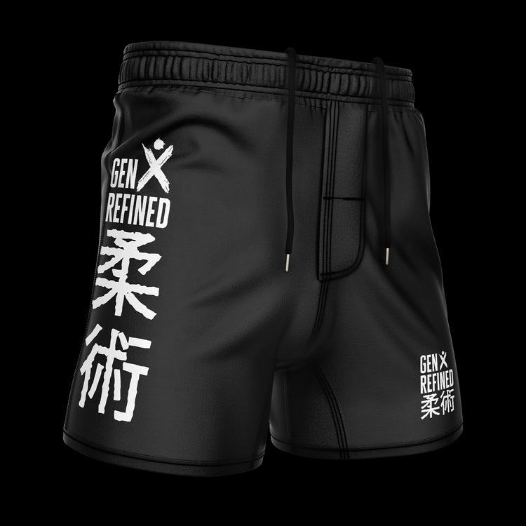 Black - Elastic Waist Shorts GenXRefined